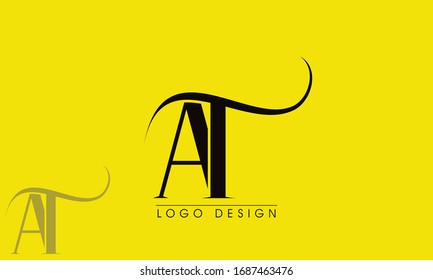 AT Minimal vector graphic alphabet symbol. Letter TA logo.
