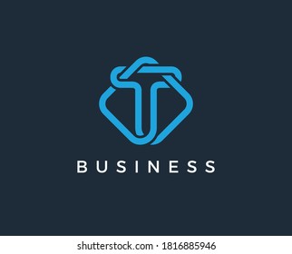 Símbolo mínimo del alfabeto gráfico vectorial. Logo de la letra T