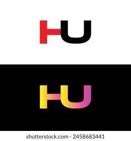 Minimal vector graphic alphabet symbol. Letter UM TU logo and icon .Letter HU logo 