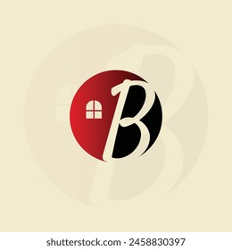 Minimal vector graphic alphabet symbol Letter B house logo and icon .Letter real state logo 