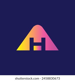 Minimal vector graphic alphabet symbol Letter AH logo and icon .Letter H logo 
