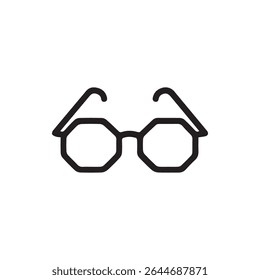 A minimal vector graphic showcasing octagon shaped glasses. Perfect for optical services illustrations or fashion accessory related content.