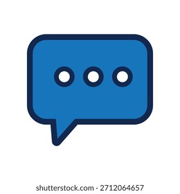 Minimal vector icon of a blue speech bubble with three white dots. Ideal for chat, messaging, communication apps, social media, conversation UI, and digital interaction visuals.