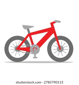 A minimal vector icon of a red bicycle with gray wheels and seat isolated on white background