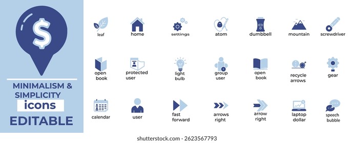 Iconos vectoriales mínimos con líneas limpias, perfectos para UI, App, Sitios web y necesidades de Diseño gráfico modernas.