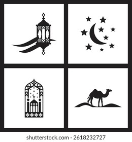 Minimal Vector Icons of Islamic Elements and Symbols

