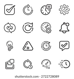 Ícones de vetor mínimos que mostram o feedback do sistema e os estados de microinteração para o design moderno da interface do usuário.