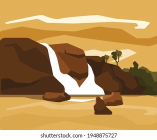 Minimal vector illustration of athirapilly waterfalls kerala