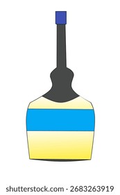 Minimale Vektorgrafik einer schwarzen Flasche mit einfacher geometrischer Form, einzeln auf weißem Hintergrund.
