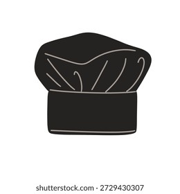 Minimal vector illustration of black chef hats in different shapes and styles. Flat modern design isolated on white background. Suitable for restaurant branding, culinary projects, menu design, cooking apps, food blogs, hospitality visuals, logo elements, and kitchen related concepts.