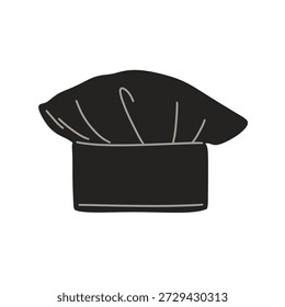 Minimal vector illustration of black chef hats in different shapes and styles. Flat modern design isolated on white background. Suitable for restaurant branding, culinary projects, menu design, cooking apps, food blogs, hospitality visuals, logo elements, and kitchen related concepts.