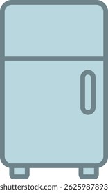 Minimal vector illustration of a blue refrigerator with a freezer compartment, symbolizing food preservation, cold storage, and kitchen appliances.
