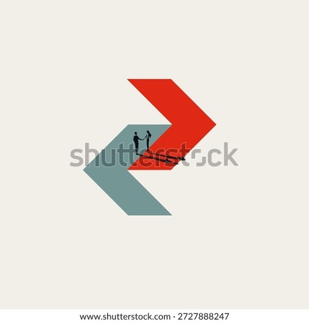 A minimal vector illustration of a business negotiation success agreement between a woman and man. This concept represents gender equality and partnership.