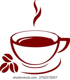 Una Ilustración vectorial mínima de una taza de café con líneas limpias y Formas simples.