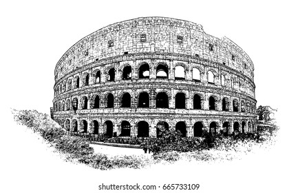 Minimal vector illustration of Colosseum, Rome, Italy.