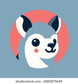 Ilustración vectorial mínima del retrato lindo de la alpaca