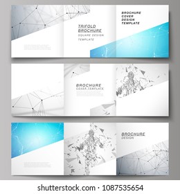 Minimal vector illustration of editable layout. Modern creative covers design templates for trifold square brochure or flyer. Artificial intelligence concept. Futuristic science vector illustration