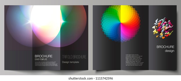 The minimal vector illustration of editable layout. Modern creative covers design templates for trifold brochure or flyer. Abstract colorful geometric backgrounds in minimalistic design to choose from