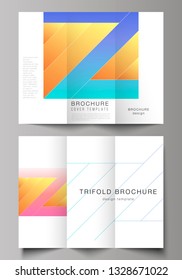 The minimal vector illustration of editable layouts. Modern creative covers design templates for trifold brochure or flyer. Creative modern cover concept, colorful background.