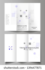 The minimal vector illustration of editable layouts. Modern creative covers design templates for trifold brochure or flyer. Abstract vector background with fluid geometric shapes.