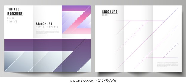 The minimal vector illustration of editable layouts. Modern creative covers design templates for trifold brochure or flyer. Creative modern cover concept, colorful background.