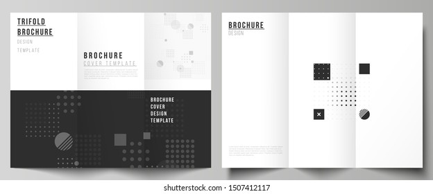 The minimal vector illustration of editable layouts. Modern creative covers design templates for trifold brochure or flyer. Abstract vector background with fluid geometric shapes.