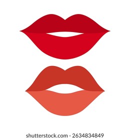 Mínima Ilustración vectorial de labios femeninos con diferentes colores de lápiz labial.