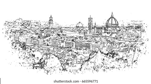 Minimal vector illustration of Florence with white background.