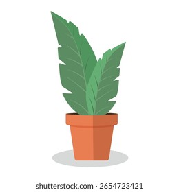 Ilustración vectorial mínima de una planta en maceta verde sobre un fondo blanco. Planta de casa simple en una maceta de terracota. Perfecto para temas ecológicos, decoración de interiores, naturaleza y diseño botánico.

