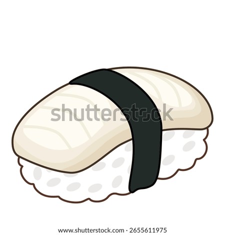 Minimal vector illustration of ika squid sushi with seaweed and rice.