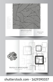 The minimal vector illustration layouts. Modern creative covers design templates for trifold brochure or flyer. Trendy geometric abstract background in minimalistic flat style with dynamic composition