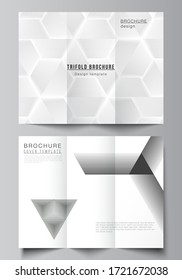 The minimal vector illustration layouts. Modern creative covers design templates for trifold brochure or flyer. Abstract geometric triangle design background using different triangular style patterns.