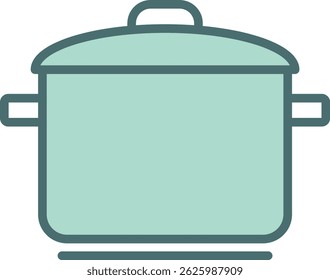 Ilustração vetorial mínima de uma panela de cozinha com tampa, simbolizando a preparação de alimentos, a cozinha doméstica e as ferramentas culinárias para conteúdo relacionado à cozinha.
