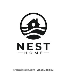 A minimal vector illustration logo for a home decor company home icon