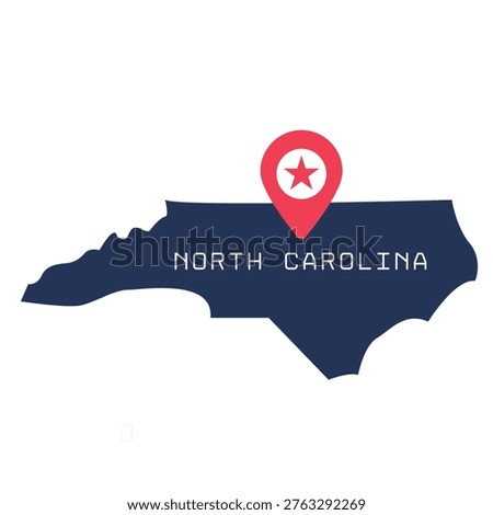Minimal vector illustration of the map of North Carolina, American state, clean and simple design for travel, geography, and infographic use