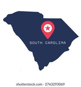 Minimal vector illustration of the map of South Carolina, American state, clean and simple design for geography, travel, and infographic use