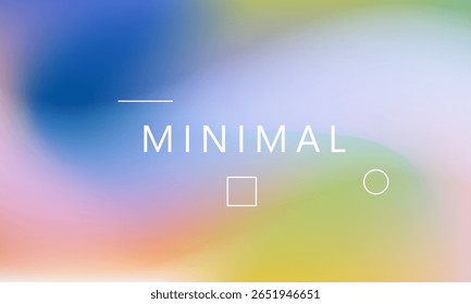 Ilustração de vetor mínima em estilo abstrato moderno com gradientes suaves. Cores: azul, amarelo, verde, vermelho, laranja.