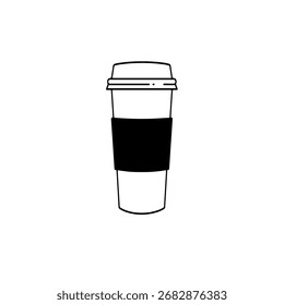 Minimale Vektorgrafik von Papierkaffeetasse mit Deckel. Sauberes und modernes Design, ideal für Branding, Web-Symbole und Coffee Day-Grafiken.