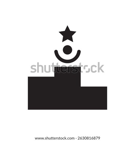 minimal vector illustration of a person on a podium with a star, signifying leadership, winning, and recognition. Ideal for performance reviews and award concepts.