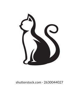 Minimal vector illustration of a sitting cat silhouette