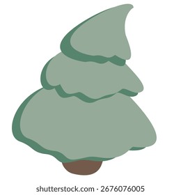 Minimal vector illustration of stylized green Christmas tree. Great for holiday design, festive decorations, cards, invitations, clipart, winter crafts and seasonal projects