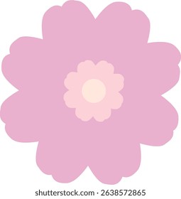 A minimal vector illustration of a stylized sakura blossom with soft pink petals and a pastel center. Ideal for Japanese-themed projects, spring graphics, or decorative patterns.