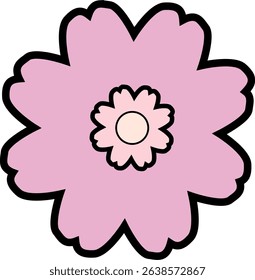 A minimal vector illustration of a stylized sakura blossom with soft pink petals and a pastel center. Ideal for Japanese-themed projects, spring graphics, or decorative patterns.