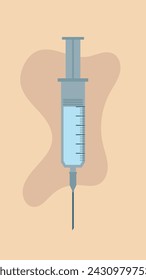 Minimal vector illustration of a syringe or injection shot. Flat medical needle or vaccine.