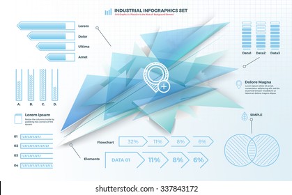 Minimal Vector Info Graph Corporate Presentation Design Set on a Background Grid Surface