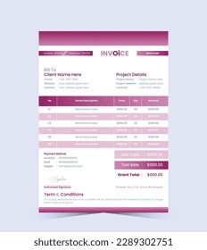 Minimal vector invoice template design
