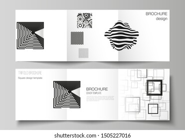 The minimal vector layout of square format covers design templates for trifold brochure, flyer, magazine. Trendy geometric abstract background in minimalistic flat style with dynamic composition.