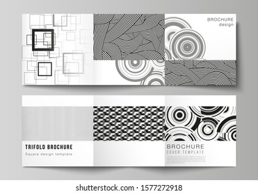 The minimal vector layout of square format covers design templates for trifold brochure, flyer, magazine. Trendy geometric abstract background in minimalistic flat style with dynamic composition.