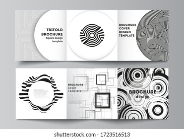 The minimal vector layout of square format covers design templates for trifold brochure, flyer, magazine. Trendy geometric abstract background in minimalistic flat style with dynamic composition.