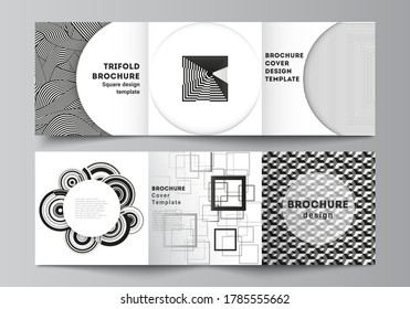 The minimal vector layout of square format covers design templates for trifold brochure, flyer, magazine. Trendy geometric abstract background in minimalistic flat style with dynamic composition.
